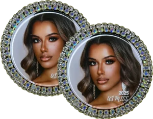 2- US MISS Photo Brooches