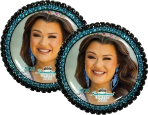 2- INTERNATIONAL UNITED MISS Photo Brooches