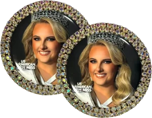 2- US AMERICAN MISS Photo Brooches