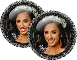 2- International MISS Photo Brooches